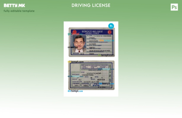 Модерен стил Турска возачка дозвола сегашен шаблон